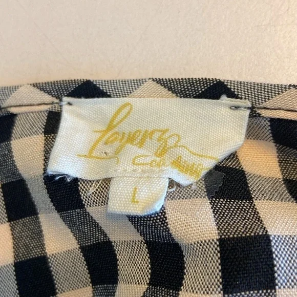 Layerz Willow Top. Black and cream gingham with plum embroidered sleeves. - Picture 6 of 7